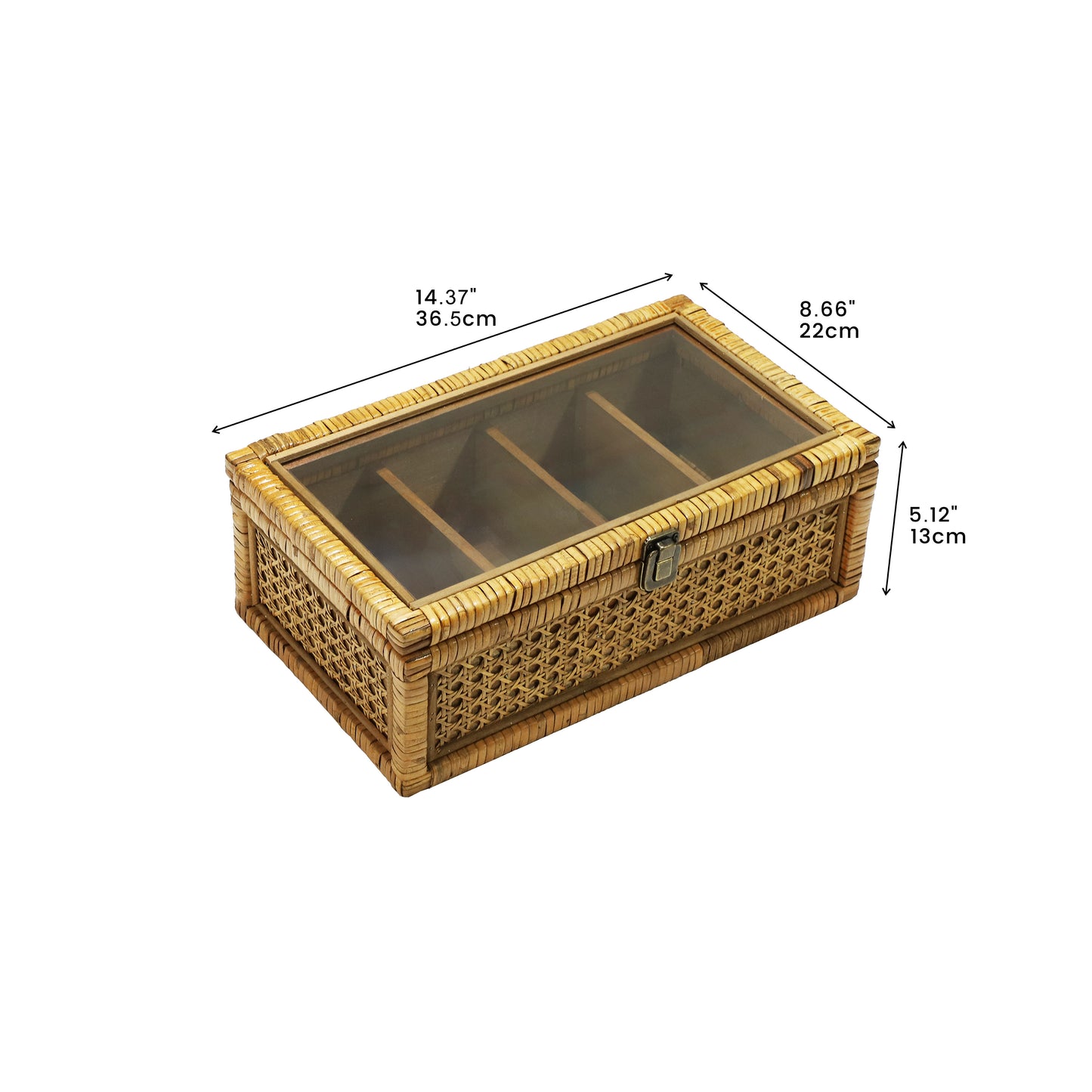 Rattan Organizer Box with Glass Cover