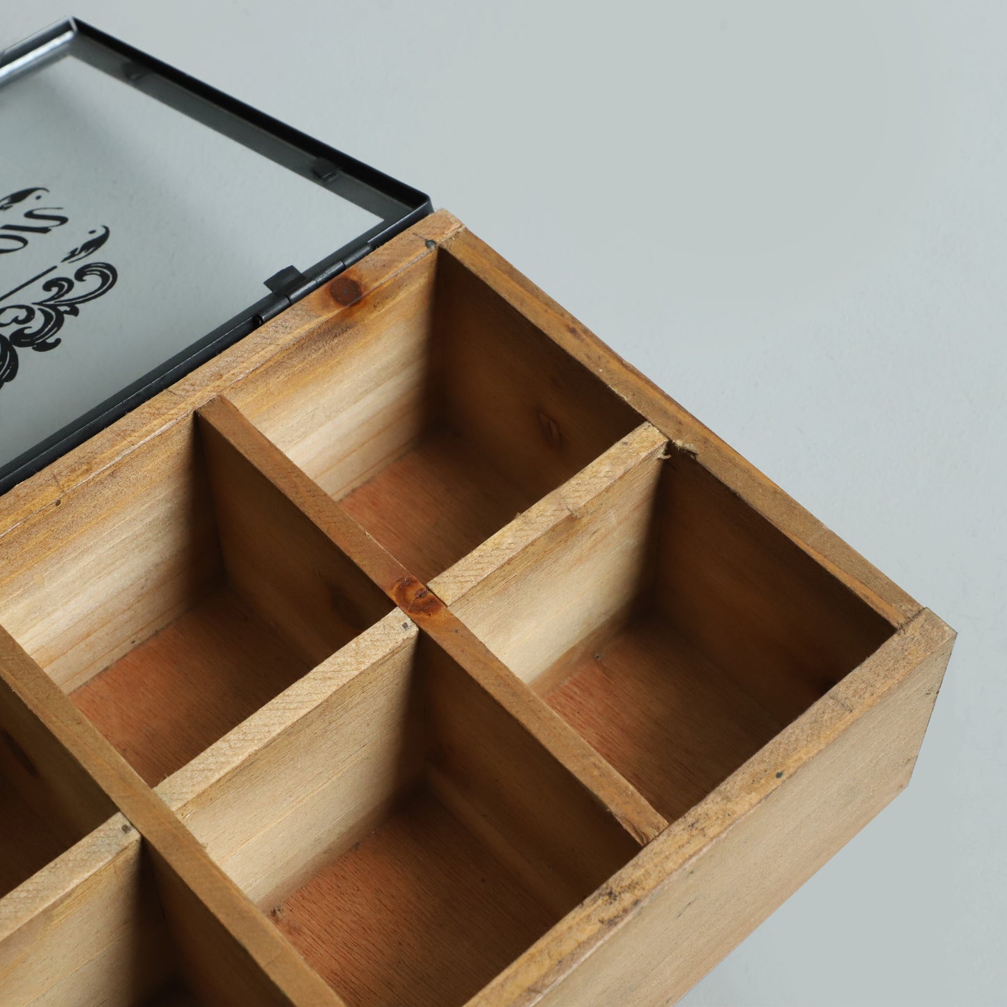 Vintage Wood Organizer and Jewelry Box with Glass Cover