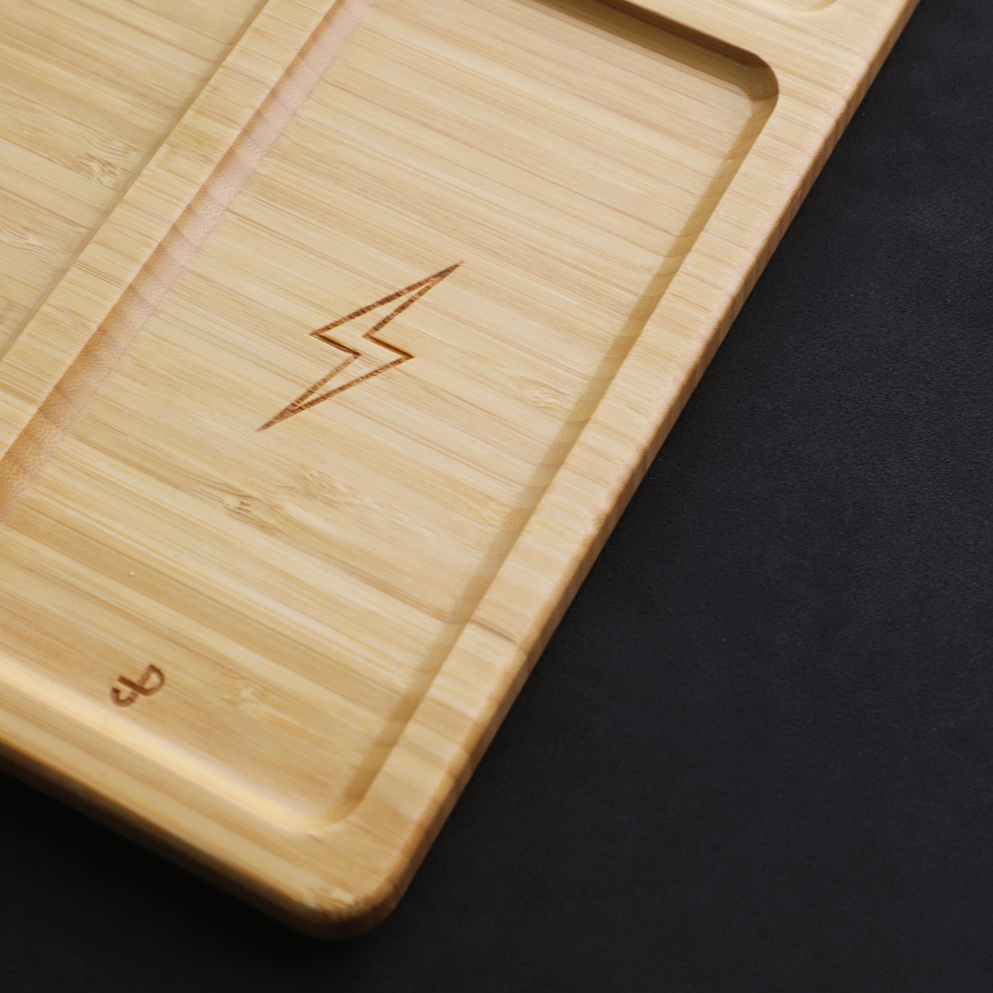 Bamboo Organizer Tray with Dual Wireless Charger