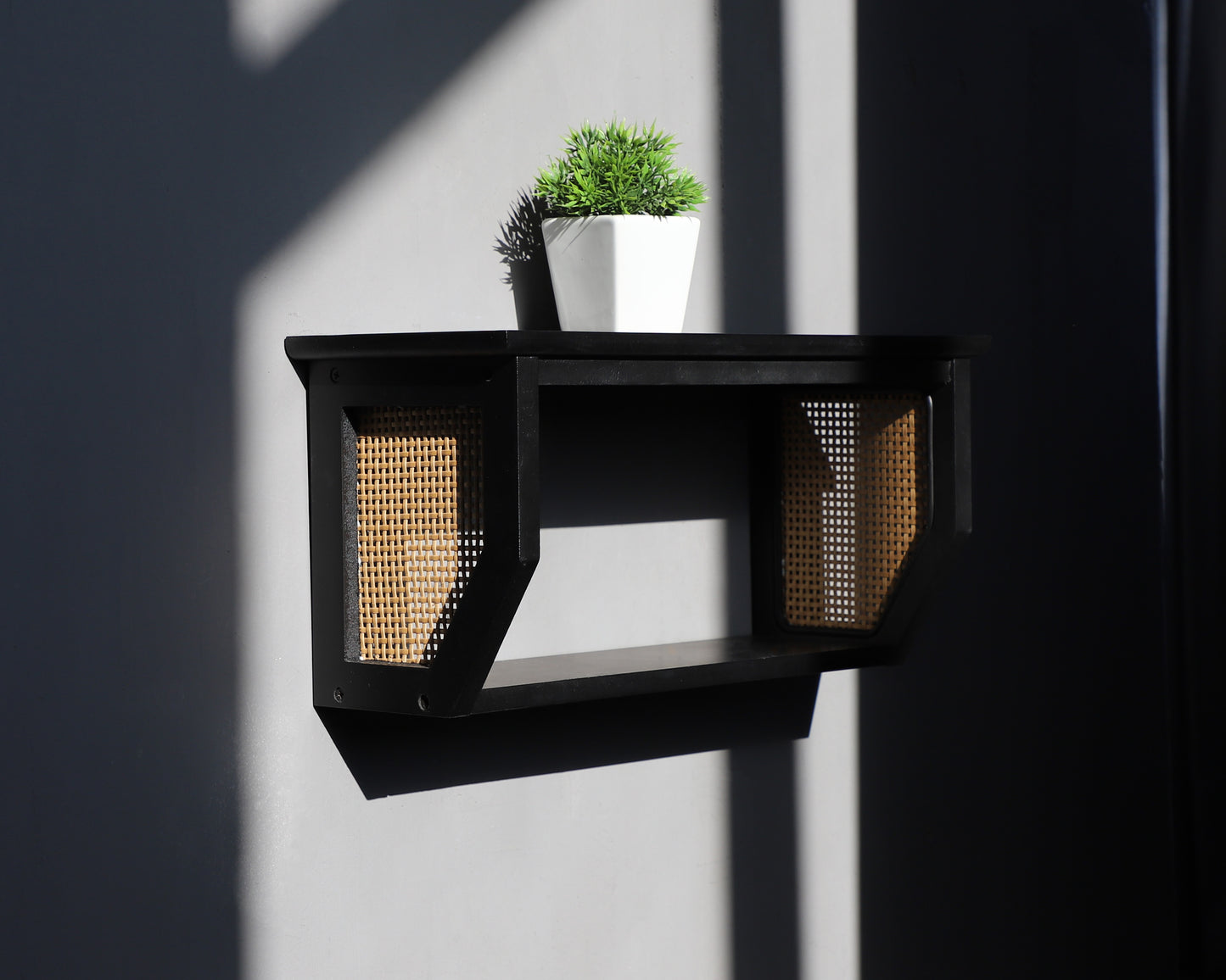 2 Tier Rattan Wall Shelf